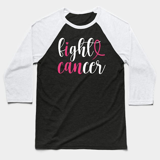 Fight Cancer I Can Survivor Pink Ribbon Breast Cancer Baseball T-Shirt by CreativeShirt